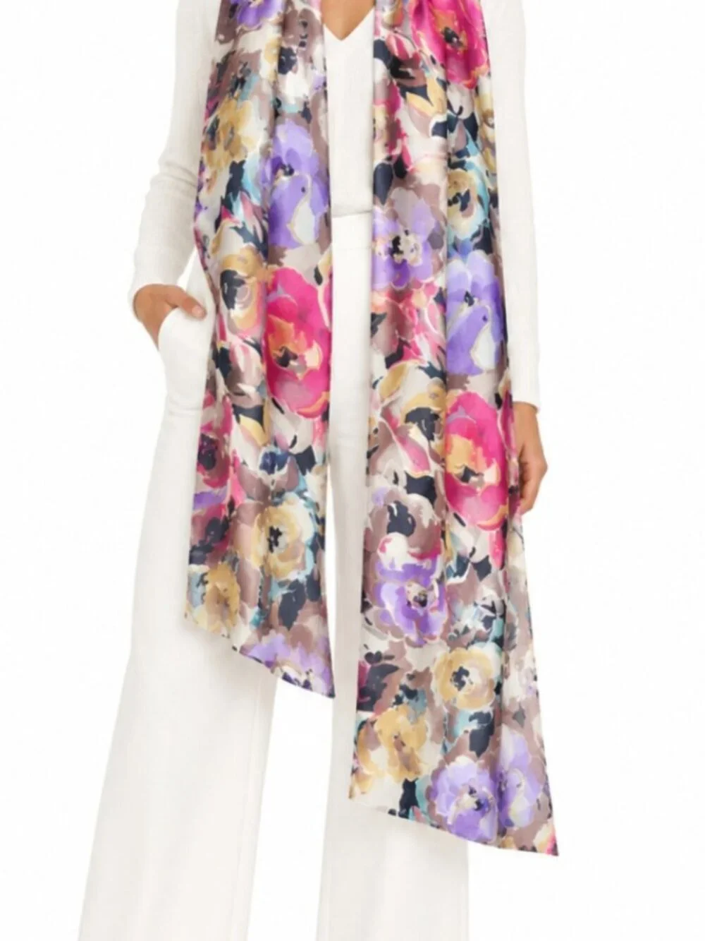 100% wool Wide Long Versatile Chic Designer Pashmina Cover Up floral boho scarf